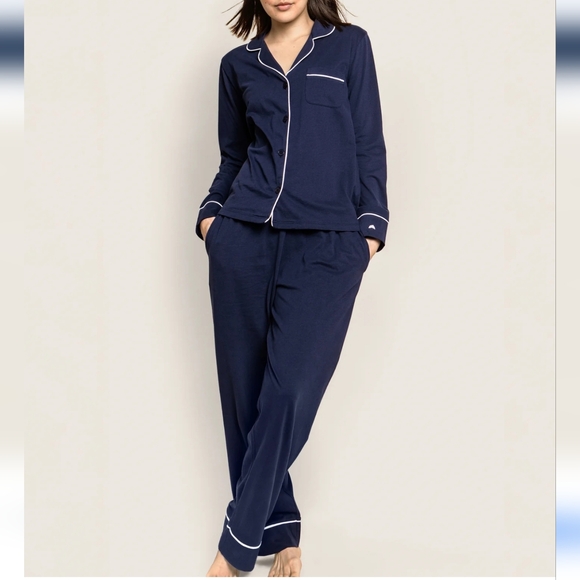 Women's Pima Pajama Set in Navy - Picture 1 of 14